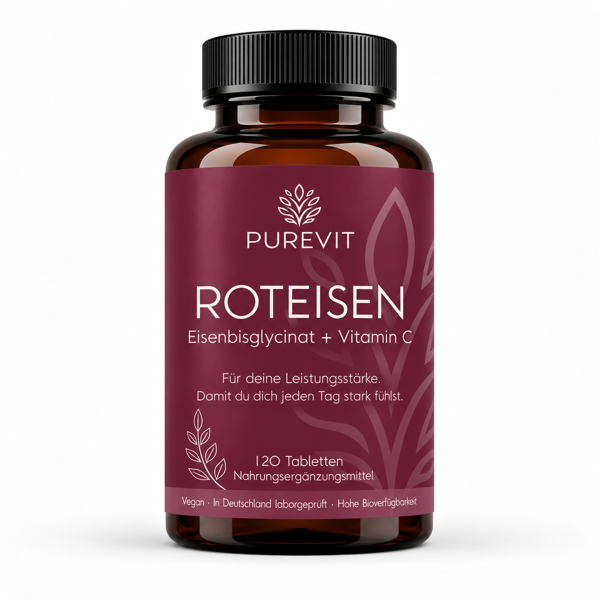 PUREVIT Eisen + Vitamin C, Dose mit 120 veganen Tabletten